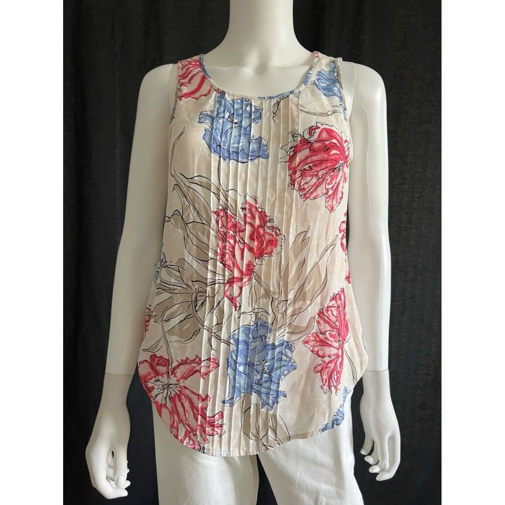 Ann Taylor Women's Blouse Floral Sleeveless Multicolor Size PETITE - Picture 2 of 7